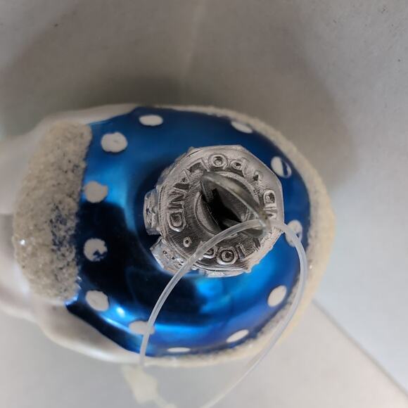 Glass Elephant Ornament Poland Green Blue White Glitter - Picture 5 of 6